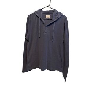 Mutual Weave Mens Hoodie Henley Long Sleeve Top Casual‎ Blue Medium